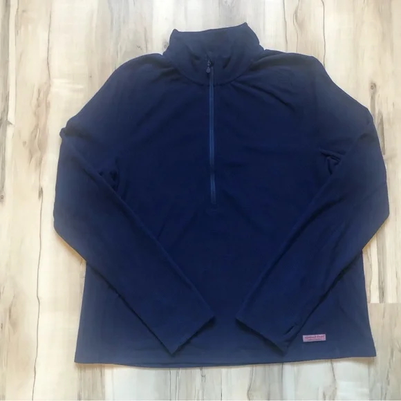 Vineyard Vines Navy Quilted Half-Zip Performance Pullover - Picture 2 of 9